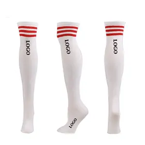 Calcetines por encima de la rodilla con logotipo bordado personalizado, de compresión, bonitos y suaves, de diseñador, para primavera y otoño