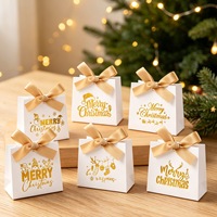 Kotak Hadiah Natal Berlapis Emas 11.5x4.5x10cm Pita Satin Tas Hadiah Kecil untuk Permen Cokelat Natal Pesta Pernikahan