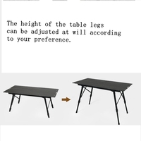 Table pliante en alliage d'aluminium à trois panneaux, très vendue, avec pieds télescopiques réglables pour le camping et les pique-niques en plein air