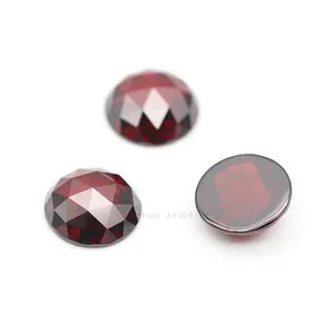 Wuzhou Machine Cut Garnet Colored Rose Cut Flat Back 5A Cutting Zirconia Gemstone/Zircon Stone Price For Jewelry
