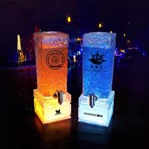 Dispensador de Cerveza con Patrón de Hielo Iluminado Wan Zhan, Rectangular, de Acero Inoxidable, con Grifo, Contenedor de Bebidas para KTV, Servidor de Cerveza Comercial - Product Image 1