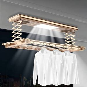 Customized Foldable Intelligent Voice Remote Control <b>LED</b> <b>Lighting</b> Drying Pole with Sterilization for Bathroom Use Clothes Rack - Product Image 1