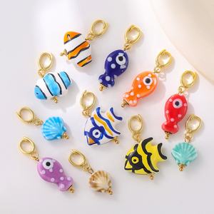 Oceaan Serie Gesp Charme 3d Geschilderde Keramische Vis Shell Bedels Accessoires, Sleutelhanger, Armband Ketting Diy Sieraden Hanger - Product Image 1