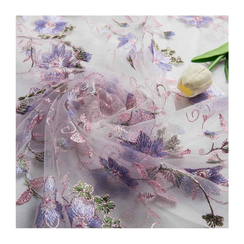 Factory Supply Lace Embroidery Tulle Fabric