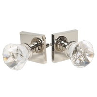 Poignées de porte en cristal brillant rond, avec rosette carrée chromée polie OEM