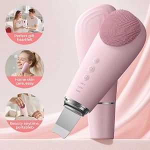 Brosse nettoyante faciale 2-en-1 rechargeable en silicone étanche IPX7 pour le nettoyage en profondeur et l'exfoliation des points noirs pour femmes - Product Image 4