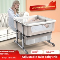Berceau double portable amovible pliable en hauteur réglable pour bébé avec épissure Caractéristiques du grand lit pour l'équipement de jeu d'activité