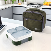Boîte à lunch bento à 3 compartiments avec couvercle en plastique, isolée et étanche pour enfants et adultes