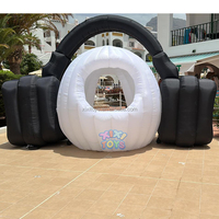 Cabine de DJ gonflable mobile portable, cabine de DJ éclairée par LED gonflable
