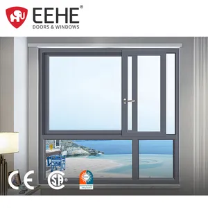 نافذة منزلقة من EEHE مصنوعة من سبائك الألومنيوم الأبيض ونوافذ منزلقة من الزجاج المقوى بتصميم مقاوم للرياح