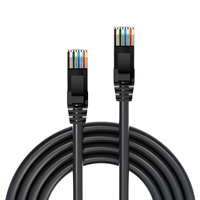 Cable Ethernet SFTP Cat7A Premium de 1M/1.5M/2M, Cable de Conexión de Red Blindado Negro de Cobre Puro Personalizado para Centro de Datos de Alta Velocidad