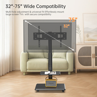 Rak TV Kayu dengan Roda, Tinggi Dapat Disesuaikan, VESA 600x400, Dilengkapi Rak Penyimpanan, Cocok untuk TV LCD 32-70 Inch, untuk Ruang Tamu