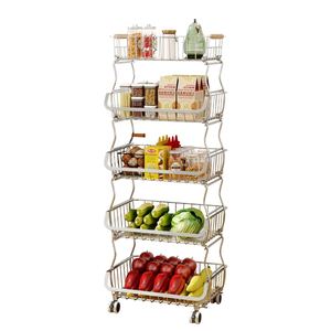 Organizador de Almacenamiento de Cocina, Cesta Multiusos Móvil para Frutas y Verduras, Carrito con Ruedas para Aperitivos, Estante con Ruedas para el Hogar - Product Image 5