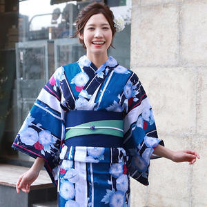 Yukata femmes sur mesure <span class=keywords><strong>traditionnel</strong></span> japonais dames bleu matin gloire Mujer Kimono été Yukata robe - Product Image 4