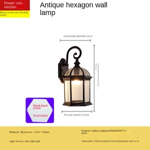 ETL APROBADO Linterna de pared vintage Productos de jardinería innovadores para exteriores Aplique de pared de latón antiguo impermeable - Product Image 5