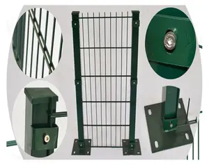 定制欧洲标准粉末涂层焊接双丝网围栏双网围栏