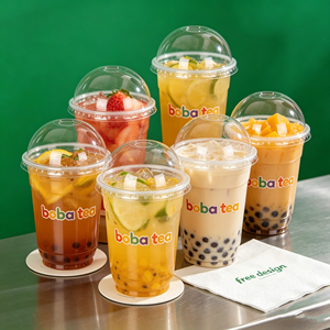 Vaso de Plástico PET Transparente de 500ml (16oz) con Tapa de 98mm, para Bebidas, Leche, Té Boba, Venta al Por Mayor, Personalizable - Product Image 1