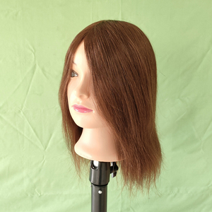 Cabeza de Maniquí para Cosmetología, 14 Pulgadas, Cabello Humano 100% Liso Marrón, para Prácticas de Peluquería en Salones y Escuelas - Product Image 4