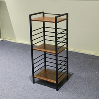 Scaffale da Cucina a 3 Ripiani con Struttura in Metallo e Mensole in Legno, Organizzatore e Supporto per Piante per Interni ed Esterni