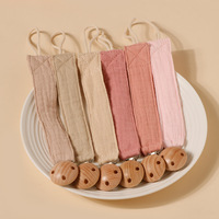 Attache-tétine en coton pour nouveau-né, tressée à la main, avec anneau de dentition en bois de hêtre, support de tétine, cadeaux de naissance, chaîne de tétine
