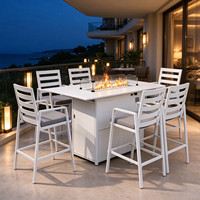 Ensemble de mobilier de bar de jardin en aluminium, table et chaises modernes avec table foyer pour repas en extérieur, hôtellerie et complexes hôteliers