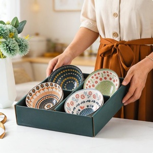 Bohemian Style 4.5 Inch Bowls Ceramic Tableware Gift <b>Set</b> Cereal Soup Rice Serving Bowl <b>Set</b> - Product Image 4