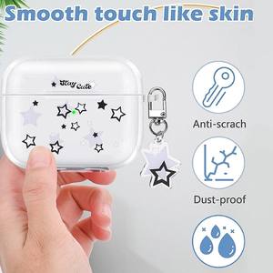 Funda blanda de coco de estrellas transparentes para <span class=keywords><strong>AirPods</strong></span> 4, funda para auriculares para <span class=keywords><strong>iPhone</strong></span> <span class=keywords><strong>Airpods</strong></span> Pro 1 2 3 4th Gen, funda protectora, llavero - Product Image 3