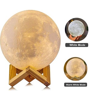โคมไฟดวงจันทร์ 3 มิติ 16 สี ไฟกลาง<span class=keywords><strong>คืน</strong></span>แบบสัมผัส พร้อมรีโมทคอนโทรล และไฟกลางคืน LED แบบชาร์จ USB สำหรับตกแต่งบ้าน - Product Image 3
