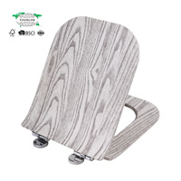 Siège de toilette carré ultra fin de 18 pouces en MDF mat avec peinture à effet bois