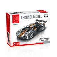 022027-1 Mustang 1:8 GT Auto Deportivo Gris Plateado Oscuro, Bloques de Construcción de Partículas Pequeñas, Juguete para Niños, Regalo