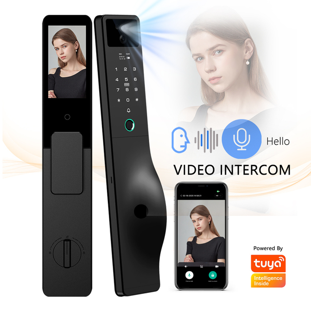 Electric Biometric Fingerprint Smart Door Camera Lock for Gate Wooden Doors Closes Automa Tuya Face Recognition Door Lock