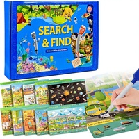 Grands livres de recherche et de découverte réutilisables pour enfants avec 4 marqueurs effaçables à sec et autocollants, livre d'images cachées
