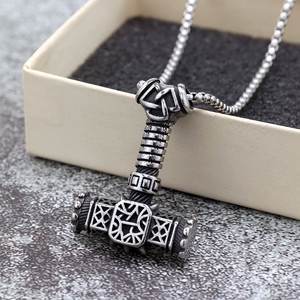 Colgante de martillo de Thor de acero inoxidable con temática vikinga para hombres y mujeres, regalo, joyería, collar de moda, amuleto - Product Image 3