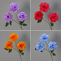 Fleurs artificielles décoratives en forme de rose à 3 têtes avec diamants pour la décoration de la maison, centre de table de mariage