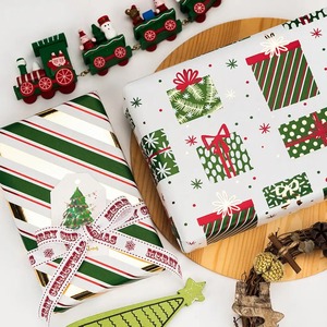 Custom Eco-Friendly Double-Sided Christmas Gift <b>Wrap</b> <b>Roll</b> Art <b>Paper</b> Recyclable Digital Printing Green Red Pattern Packaging - Product Image 6