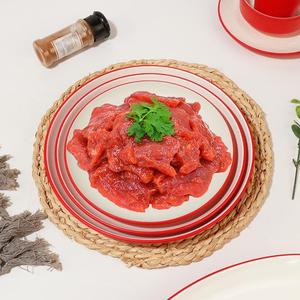 ชุดจานเมลามีนทรงกลมสีแดงขอบขาว ภาชนะสำหรับร้านอาหาร จานสีพื้นสำหรับโรงแรม อาหาร และบริการกาแฟ - Product Image 5