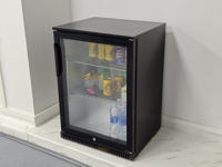 Nouveauté : Mini-réfrigérateur vitrine en acier inoxydable et verre, 1 porte, congélateur, température unique, refroidissement par air, contrôle numérique