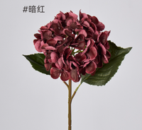 Fleurs d'hortensia de haute qualité au toucher réel, hortensia rouge foncé, fleur en latex hydratante, décoration d'intérieur