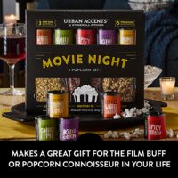 Coffret Cadeau Popcorn Urban Accents pour Soirée Cinéma – 3 Variétés de Grains, 5 Assaisonnements – Boîte Cadeau Snack pour Fêtes, Fêtes de Fin d'Année et Amateurs de Films