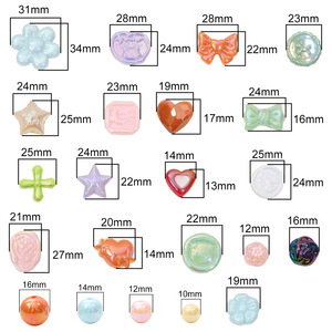 Coloré <span class=keywords><strong>fait</strong></span> à la main bricolage <span class=keywords><strong>maison</strong></span> coque de téléphone chaîne Huhoo lait acrylique perles plates arc coeur conception plastique Lucite bijoux - Product Image 2