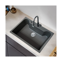 Quartz Tone Series Granite Undermount Grand évier de cuisine à bol unique, noir