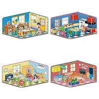 Kit Bangunan Toko Puzzle 3D Mini untuk Anak-anak Usia 5-7 Tahun Mainan Kertas Uniseks Set Permainan Perakitan Hadiah Edukasi untuk Anak-anak