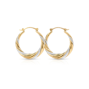 Orecchini a Cerchio Bicolore E4543 in Oro Massiccio 18K, Classici da Donna per Uso Quotidiano - Product Image 1