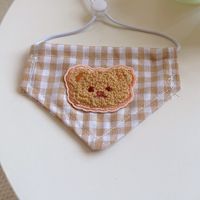 Bandana-collier pour animaux de compagnie toutes saisons, motif dessin animé, à carreaux, floral et ours en peluche, idéal pour fêtes d'anniversaire et carnaval