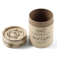 Emballage en tube de papier recyclable pour lumières LED, avec gaufrage, boîte cylindrique personnalisée en kraft brun clair