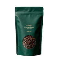 Pochette personnalisée mate pour café moulu avec fermeture éclair, qualité alimentaire, refermable, valve de dégazage unidirectionnelle, en feuille d'aluminium