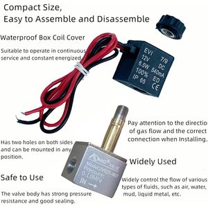Vanne solénoïde Omag 12V DC 1/8 po NPT en aluminium, 2 voies normalement ouvertes pour compresseur d'air et de CO2 - Product Image 5