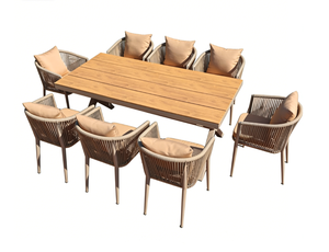 Ensemble de 9 pièces moderne en rotin tressé résistant aux intempéries pour <span class=keywords><strong>jardin</strong></span>, bistro, <span class=keywords><strong>salon</strong></span>, salle à manger, mobilier d'extérieur - Product Image 5