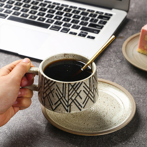 Taza de Cerámica Pintada a Mano de 220 ml <span class=keywords><strong>para</strong></span> Latte Art, Platillo Vintage, Taza de Café Latte y Cappuccino de Porcelana de 7.6 oz - Product Image 4