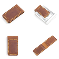 Pince à billets magnétique en cuir véritable, marque-page magnétique, cadeau, en cuir de vachette véritable Crazy Horse, pince à billets vierge